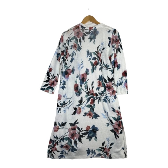 J. Jill Linen Blend White Floral Print Open Front Duster Cardigan‎ Size Small - Picture 3 of 10